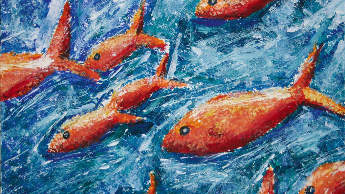 Fische in Acryl getupft